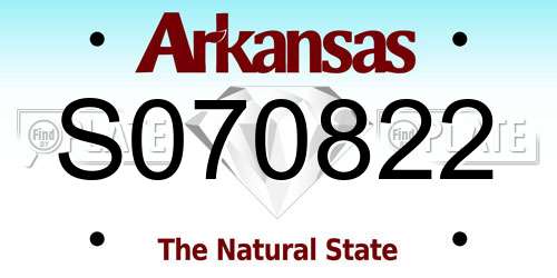 S070822 Arkansas License Plate