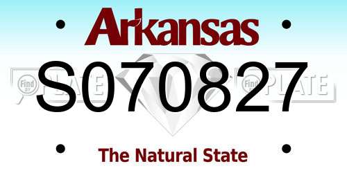 S070827 Arkansas License Plate