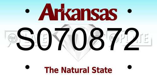 S070872 Arkansas License Plate