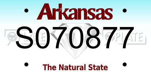 S070877 Arkansas License Plate