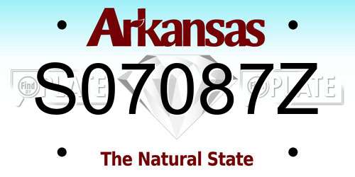 S07087Z Arkansas License Plate