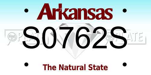 S0762S Arkansas License Plate
