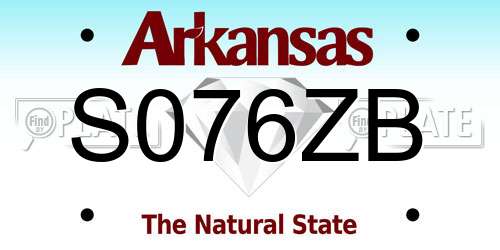 S076ZB Arkansas License Plate