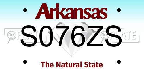 S076ZS Arkansas License Plate