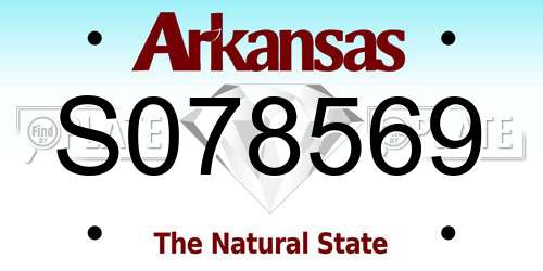S078569 Arkansas License Plate
