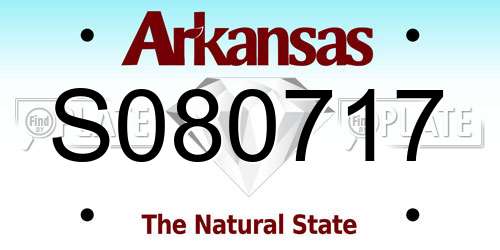 S080717 Arkansas License Plate