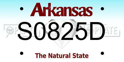 S0825D Arkansas License Plate