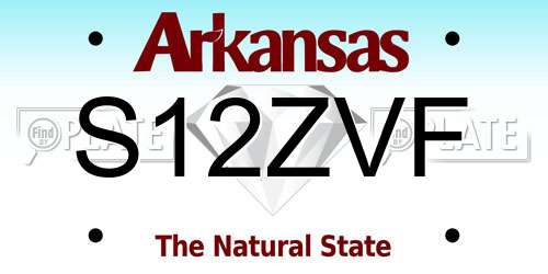 S12ZVF Arkansas License Plate