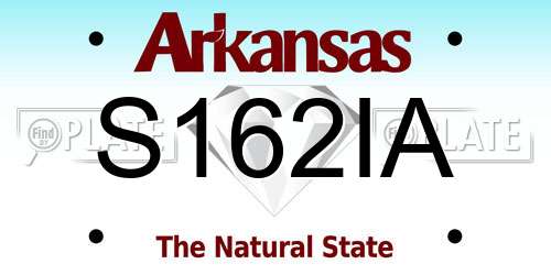 S162IA Arkansas License Plate