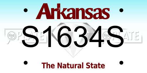 S1634S Arkansas License Plate