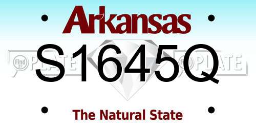 S1645Q Arkansas License Plate