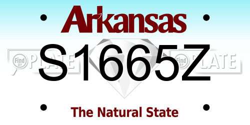 S1665Z Arkansas License Plate
