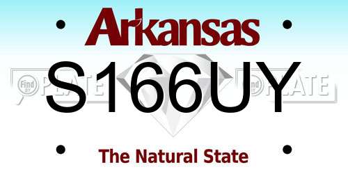 S166UY Arkansas License Plate