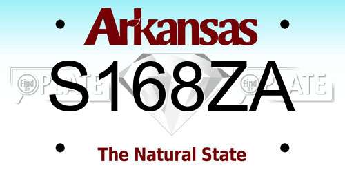 S168ZA Arkansas License Plate