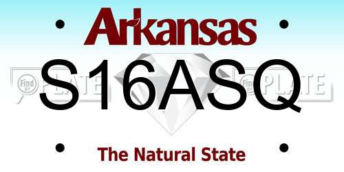 S16ASQ Arkansas License Plate