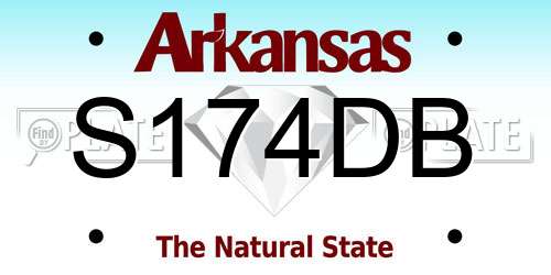 S174DB Arkansas License Plate