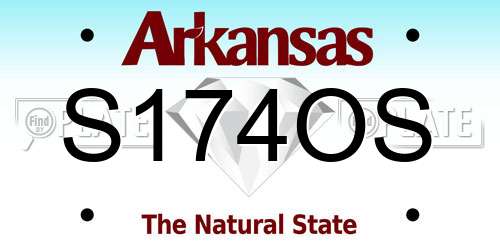S174OS Arkansas License Plate