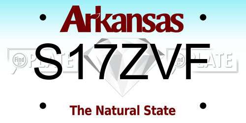 S17ZVF Arkansas License Plate