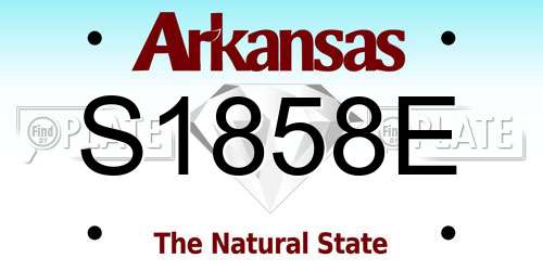 S1858E Arkansas License Plate