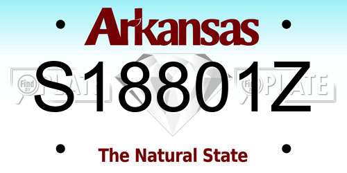 S18801Z Arkansas License Plate