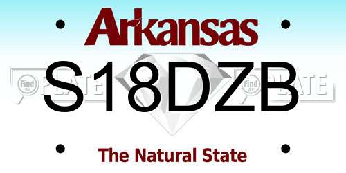 S18DZB Arkansas License Plate