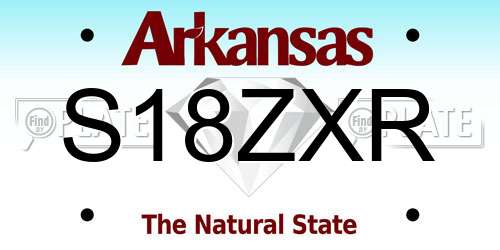 S18ZXR Arkansas License Plate