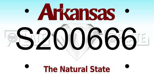 S200666 Arkansas License Plate