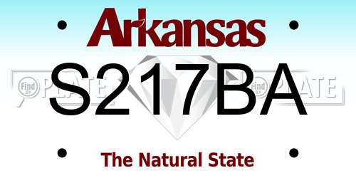 S217BA Arkansas License Plate
