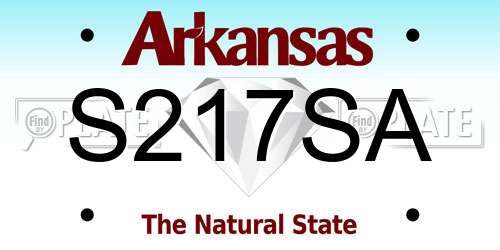 S217SA Arkansas License Plate