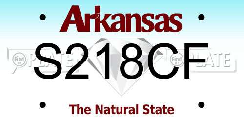 S218CF Arkansas License Plate