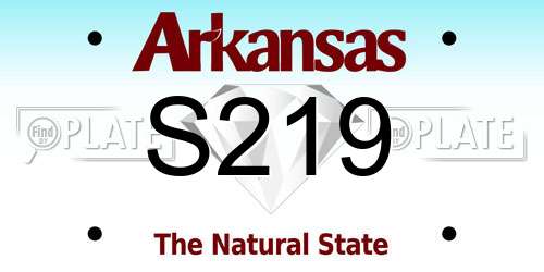 S219 Arkansas License Plate