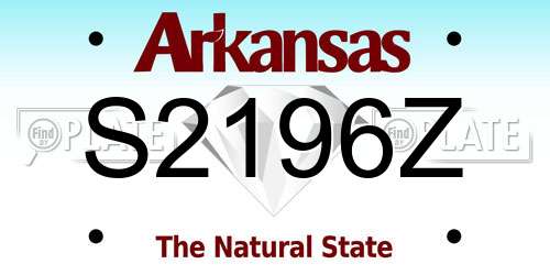 S2196Z Arkansas License Plate