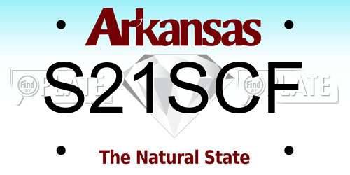 S21SCF Arkansas License Plate