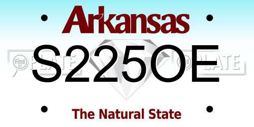 S225OE Arkansas License Plate