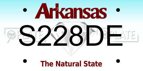 S228DE Arkansas License Plate