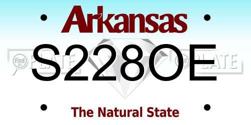 S228OE Arkansas License Plate