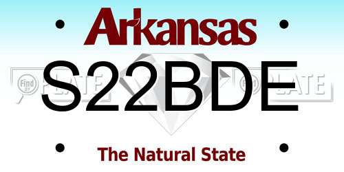 S22BDE Arkansas License Plate