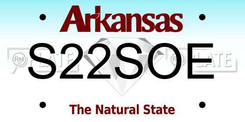 S22SOE Arkansas License Plate