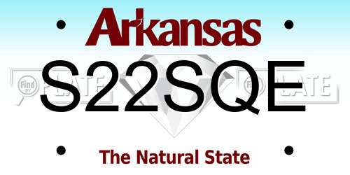 S22SQE Arkansas License Plate