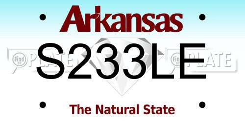 S233LE Arkansas License Plate