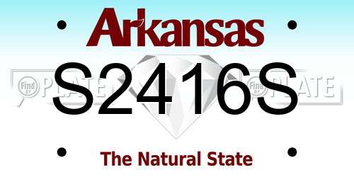 S2416S Arkansas License Plate