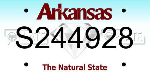S244928 Arkansas License Plate