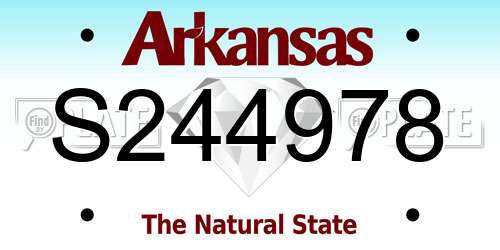 S244978 Arkansas License Plate