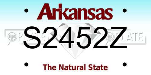 S2452Z Arkansas License Plate