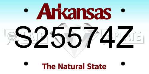 S25574Z Arkansas License Plate