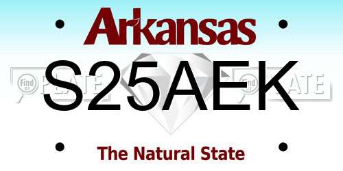 S25AEK Arkansas License Plate