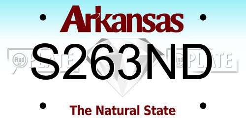 S263ND Arkansas License Plate