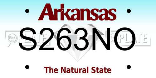 S263NO Arkansas License Plate