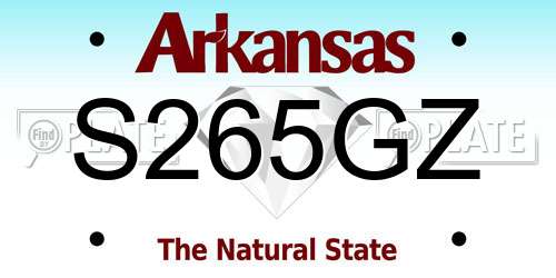 S265GZ Arkansas License Plate
