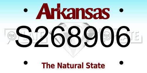 S268906 Arkansas License Plate